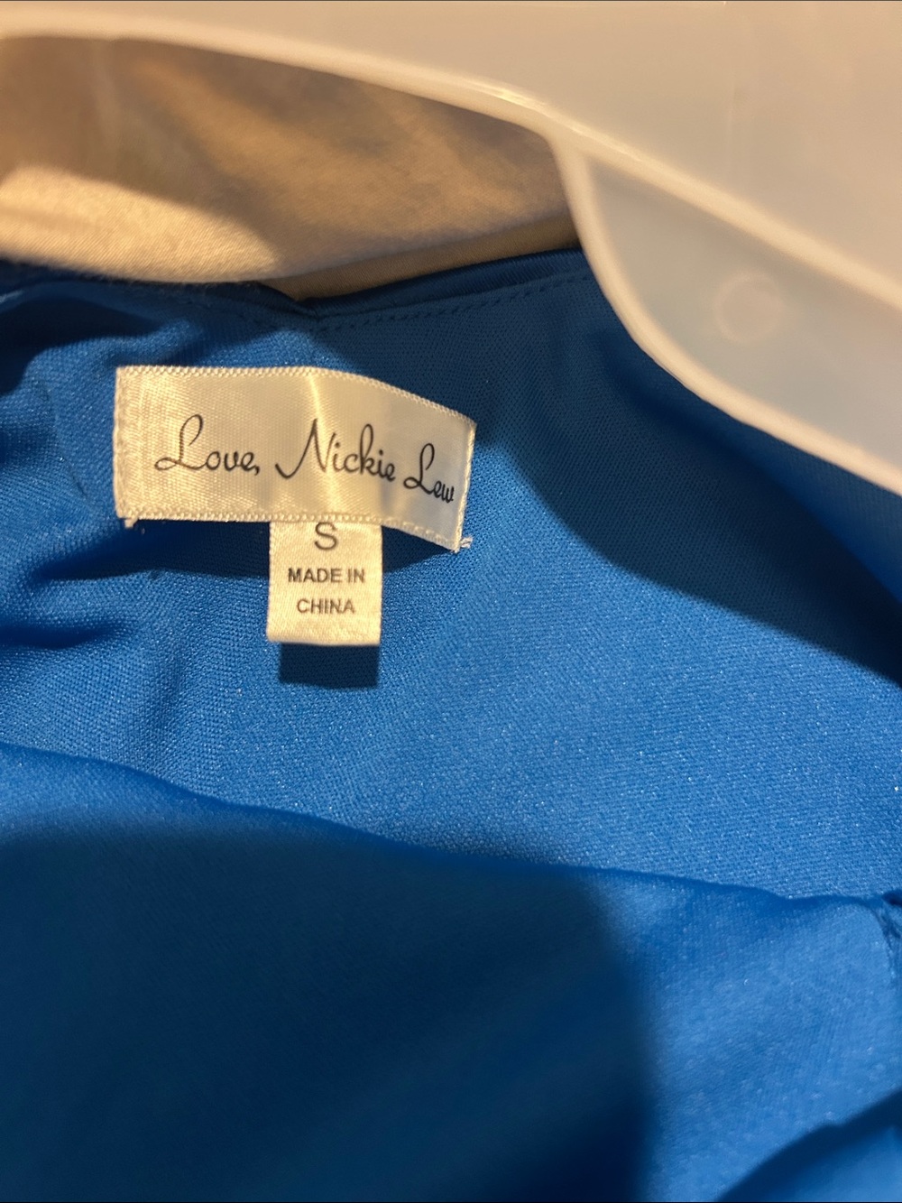 Love, Nickie Lou Bright Blue dress satin